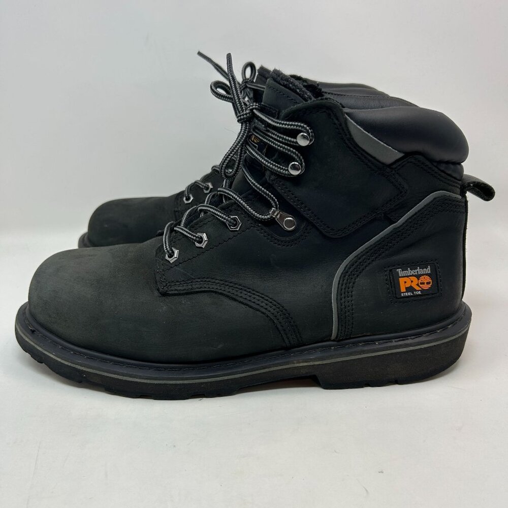 Timberland PRO Mens 6" Black Steel Toe Work Boots Size 12M Durable Slip-Resistan